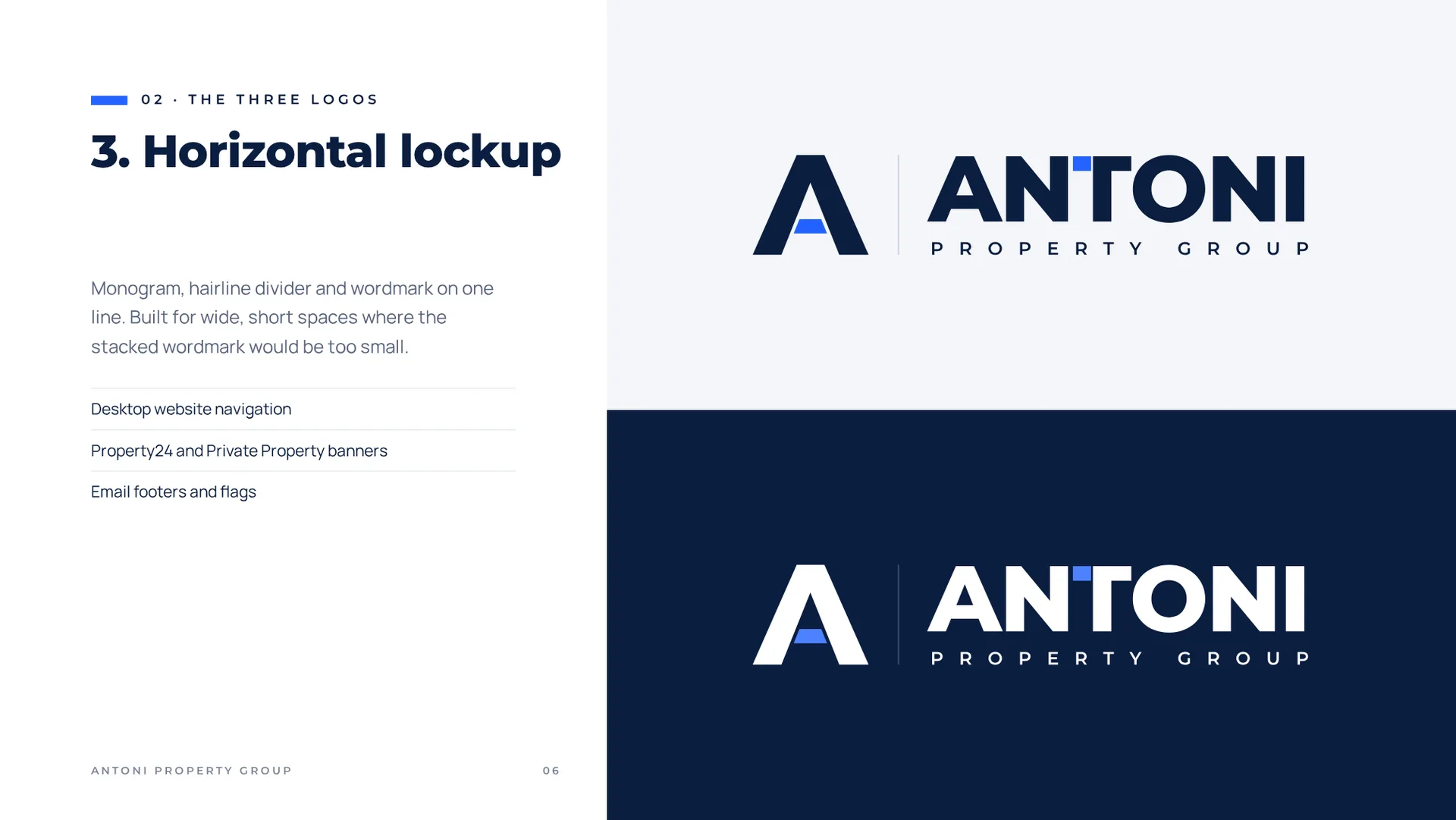 The Antoni monogram and horizontal logo lockup